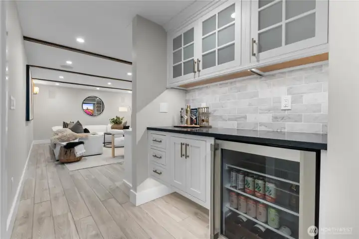 Downstairs media room / wet bar