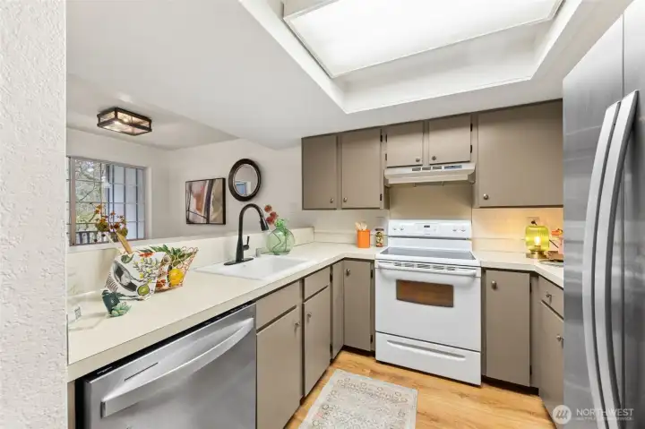 Lots of cabinets and counter space.