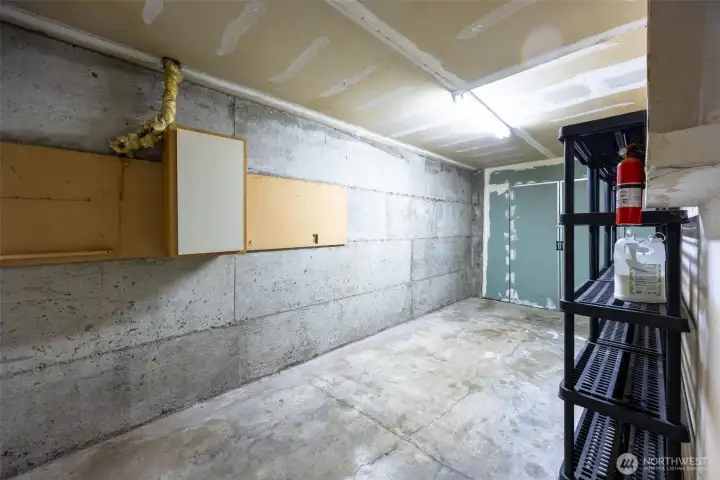 Huge storage in the back of the garage.