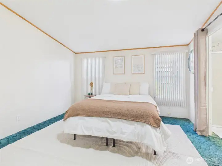 Primary is plenty large with vaults