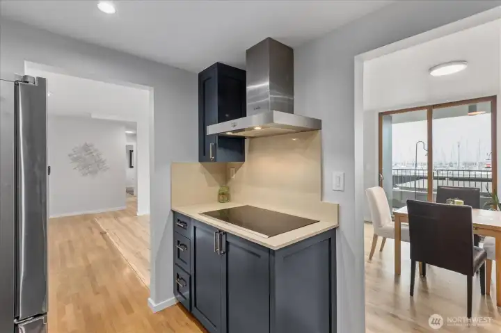 Custom fir cabinetry blending warmth with modern sophistication.