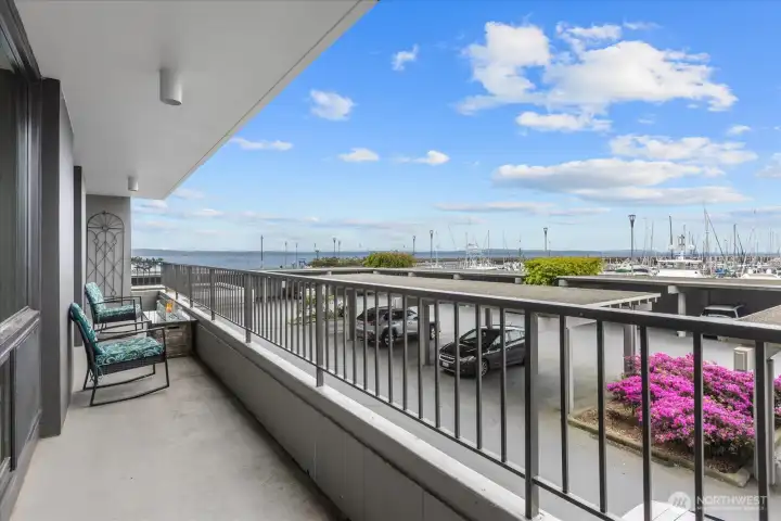 Private outdoor space overlooking the marina and Sound.