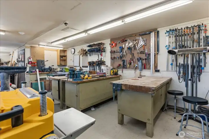 A truly rare amenity in condominium living - Expansive, fully equipped workshop space! Individual rentable lockers and work areas available.