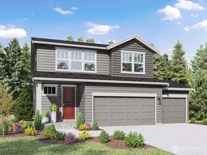 Ballard Plan Marketing Rendering - Depictions of homes or other features are artist conceptions. Hardscape, landscape, and other items shown may be decorator suggestions that are not included in the purchase price and availability may vary. No view is promised. Views may also be altered by subsequent development, construction and tree growth and landscaping.