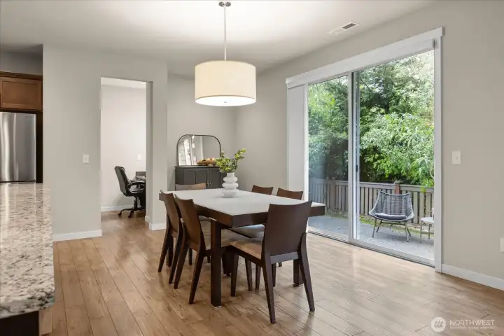 Spacious dining area with hidden den