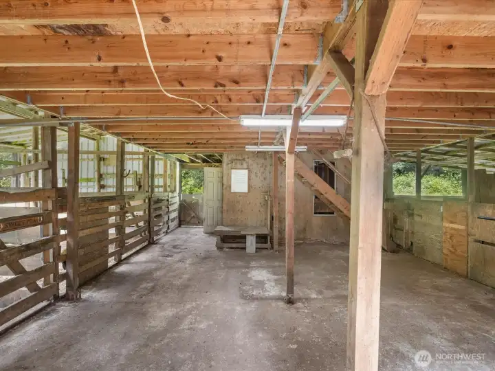 Inside the horse barn
