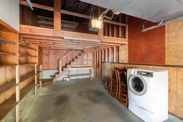 Individual garage offers a loft area for additional storage. One also gets a reserved parking space.