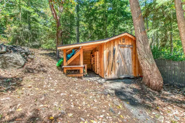 Kayak storage and boating/gear shed.
