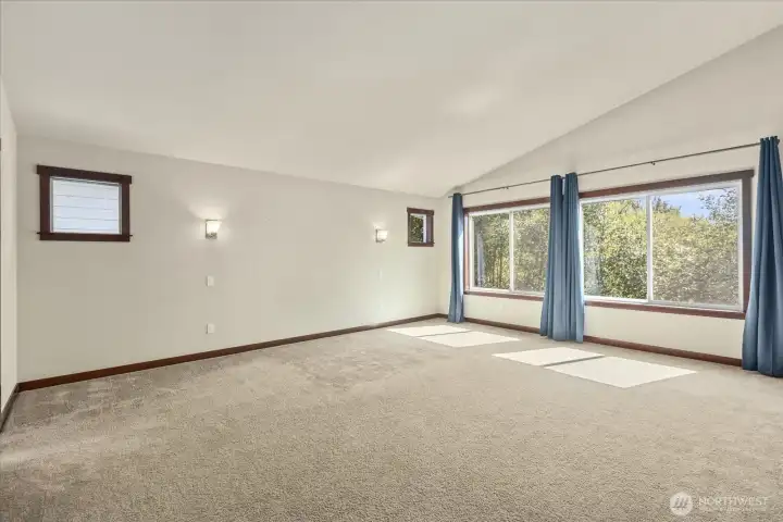 Welcome to the Primary Suite! Over looking the green belt & backyard. Retreat with sunset views!