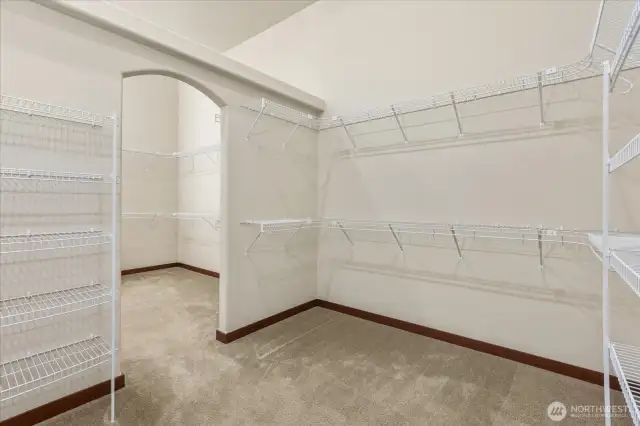 Can’t forget side two! The second half of the spacious walk-in closet offers even more storage.closet off the primary