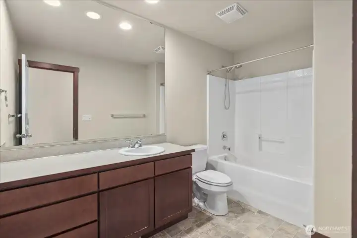 Full bath conveniently located in between the three upper level bedrooms.