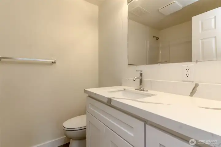 Downstairs bath is completely updated too!