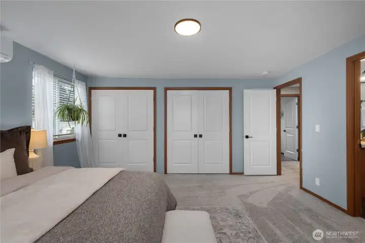 Large double closets in the primary bedroom.