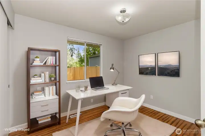 Virtually Staged 2nd Bedroom staged as an Office area