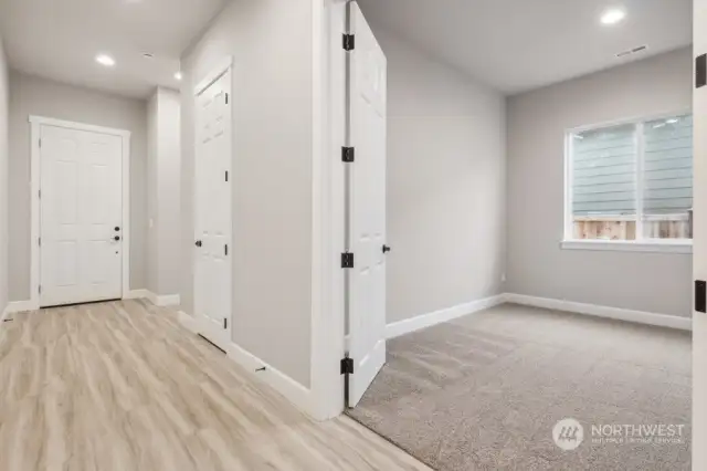 Entryway and study - photos not of actual home, taken from a similar Abbot floorplan