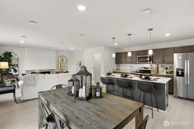 Open Concept living/dinining/kitchen-Interior Pictures: Disclaimer- Photos are of another Lina floor plan from a previous community, photos are for illustrative purposes only. Finishes, flooring, upgrades, or other features may vary.