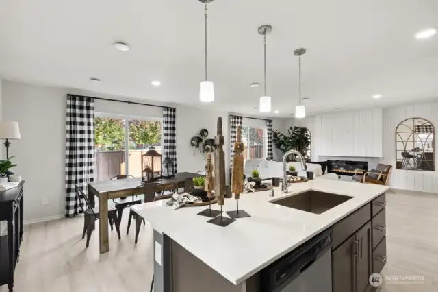 Open Concept living/dinining/kitchen-Interior Pictures: Disclaimer- Photos are of another Lina floor plan from a previous community, photos are for illustrative purposes only. Finishes, flooring, upgrades, or other features may vary.