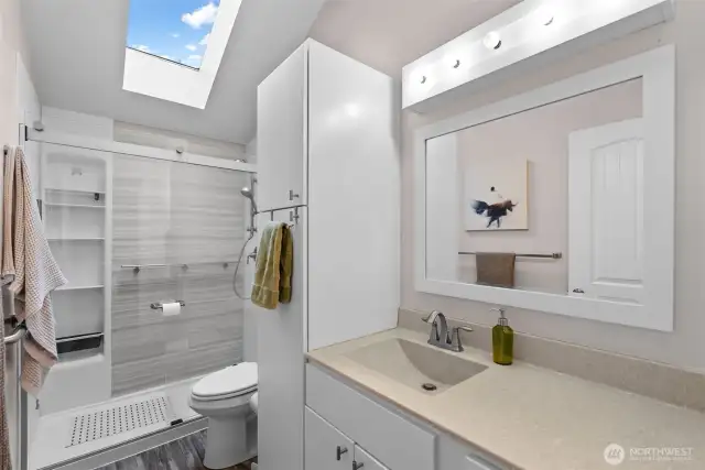Primary bedroom bath off the flex space and primary bedroom