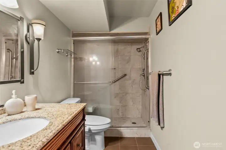 Lower level bath with heated floors