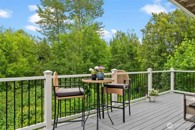 Coffee while listing to the birds sing and taking in the beautiful scenery
