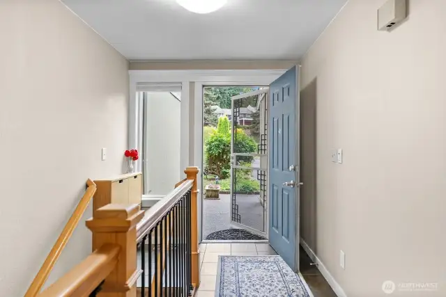 Main floor entrance to from the interior looking out