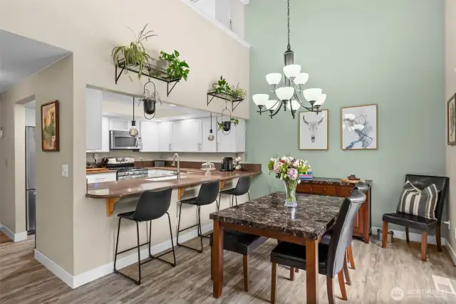 Dining and kitchen area from the living room