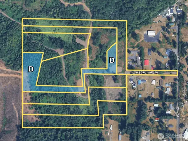Overhead view with approximate boundaries in yellow and highlighted in blue.