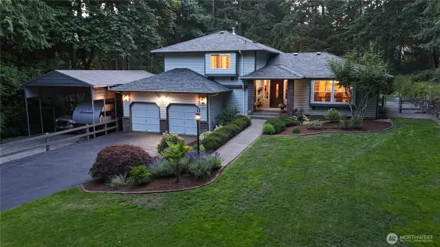 Drone Shot front of house, RV Storage and up to 6 vehicles under Cover... Boat anyone??