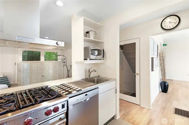 The kitchen also overlooks the reading room.