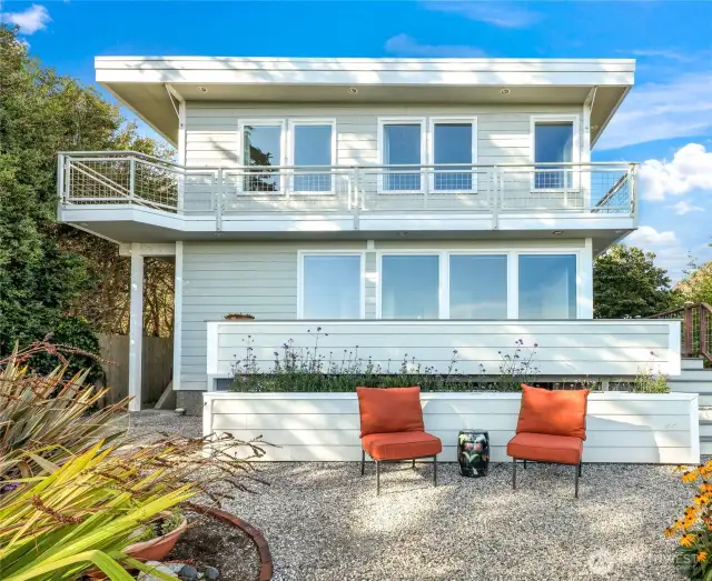 The view of the home from the water-side.