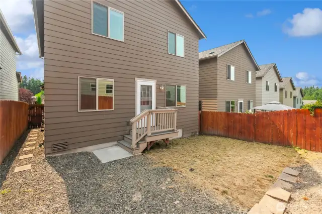 Fully fenced back yard.