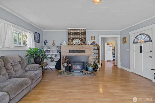 Wood insert in the fireplace for back up heat for those good with wood