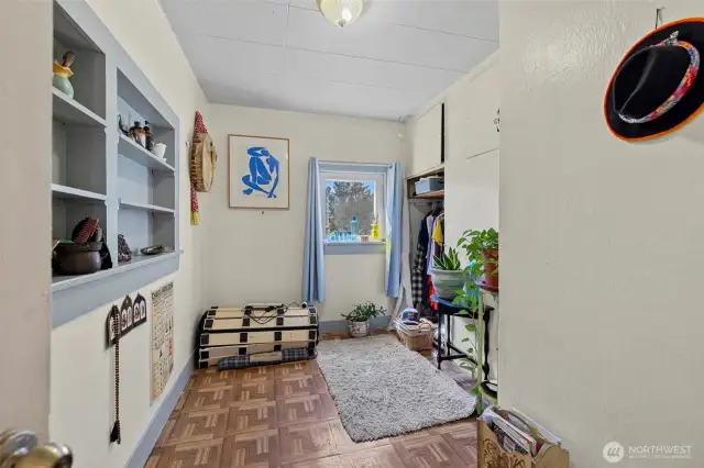 One of two bedrooms. Parquet flooring in both bedrooms.