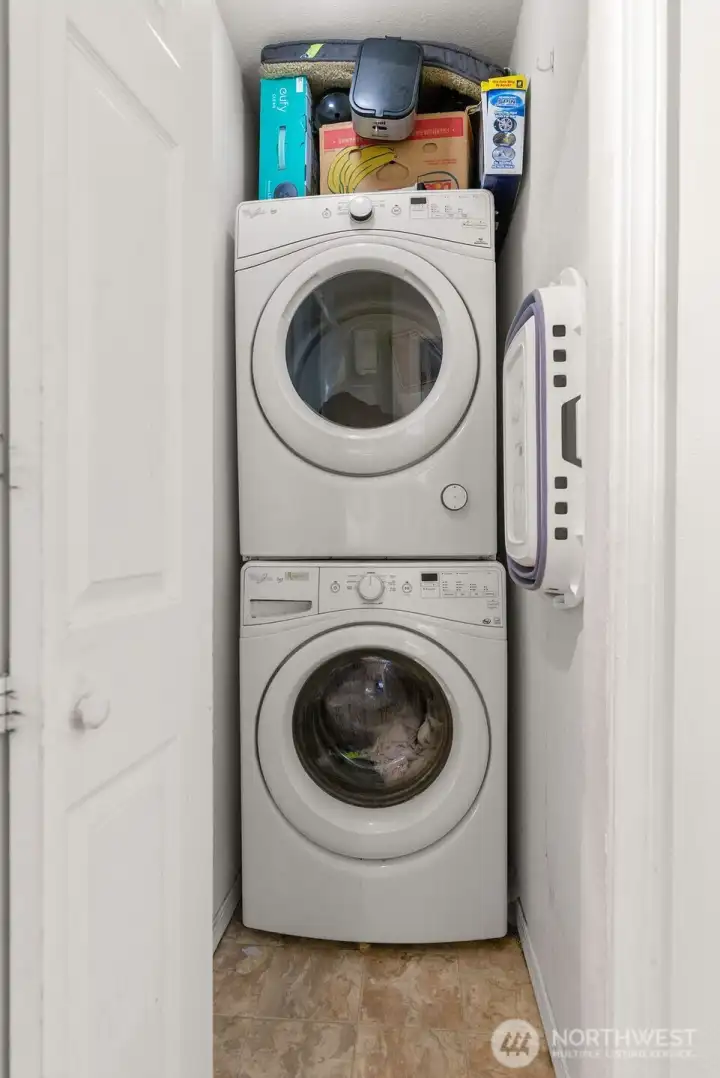 Stackable washer / dryer - laundry upstairs on same level as bedrooms