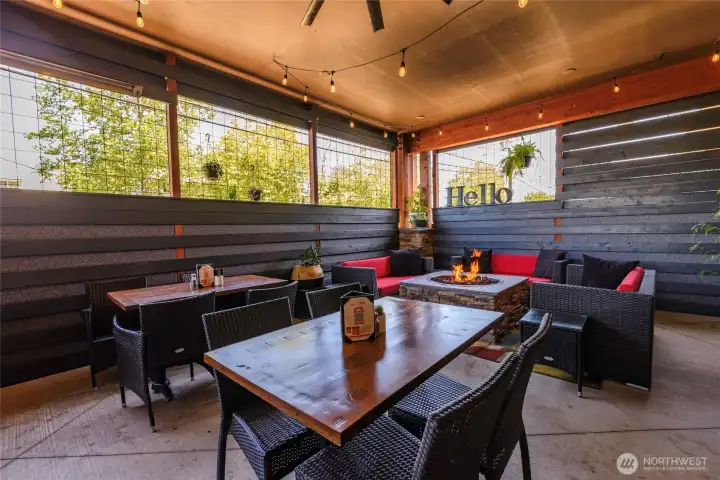 Hanging out with friends in the heated Cooper's patio area is a neat treat