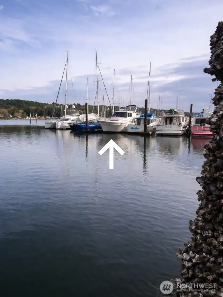 Expanded view of the slip on Dock B, illustrating the easy approach and maneuverability within the marina.