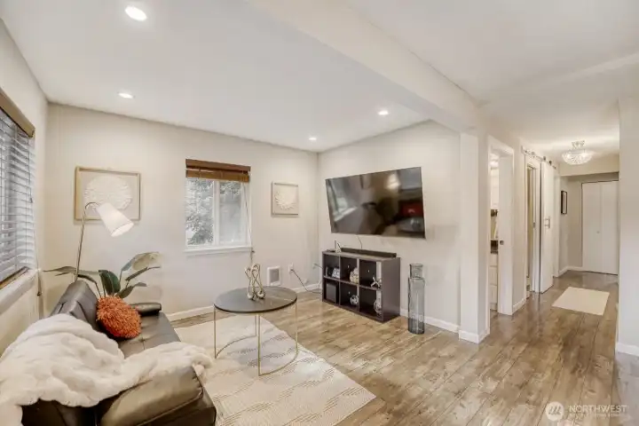 A view from the living room toward the hallway.