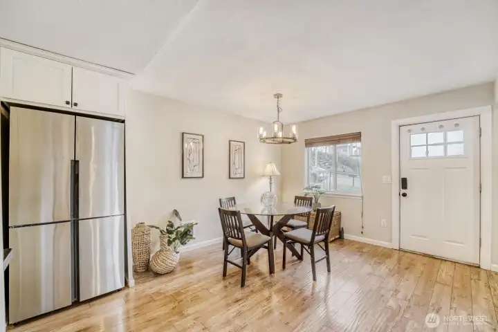 Stainless steel appliances convey with the home.