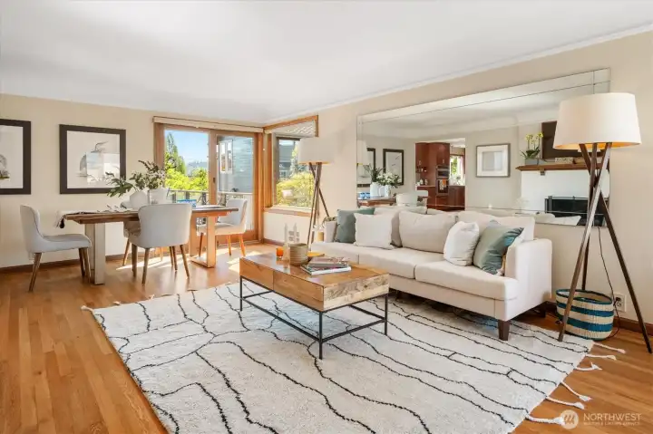 Large living room/dining area