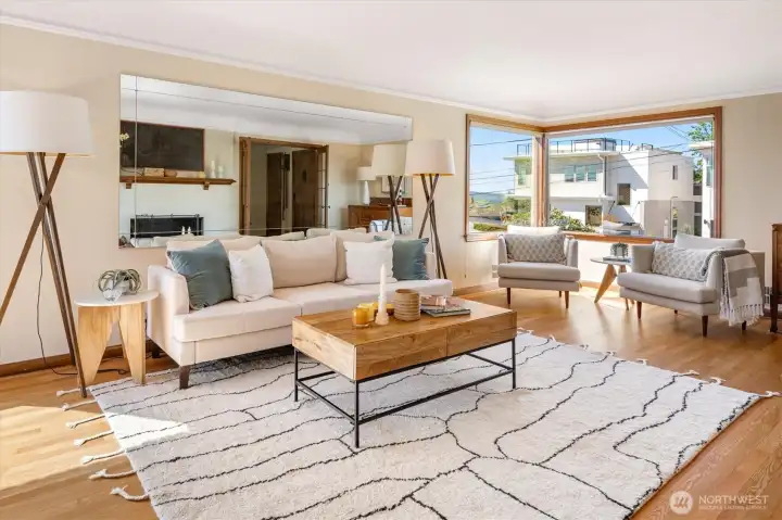 Abundance of natural light enters the living area.