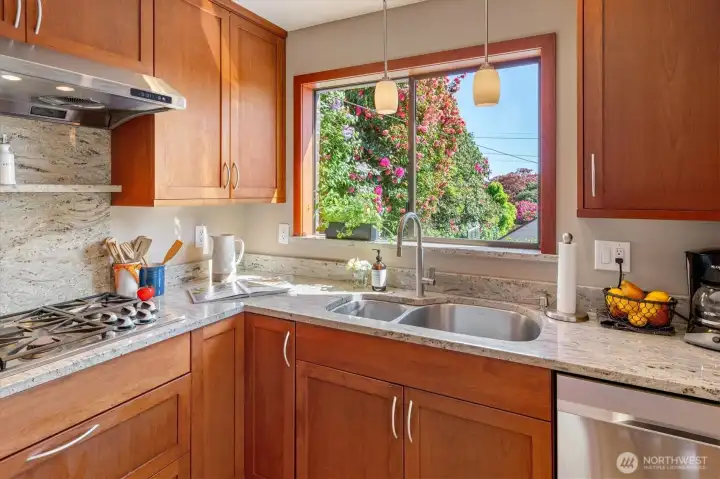 Pleasant view out the kitchen sink window.