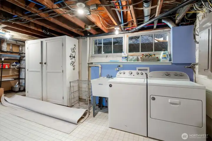 Laundry area in the lower level