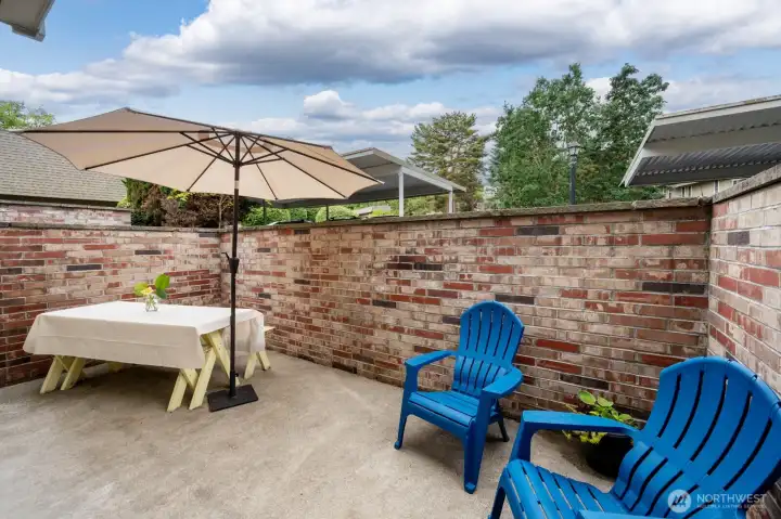 Private patio for morning coffee in the sun.