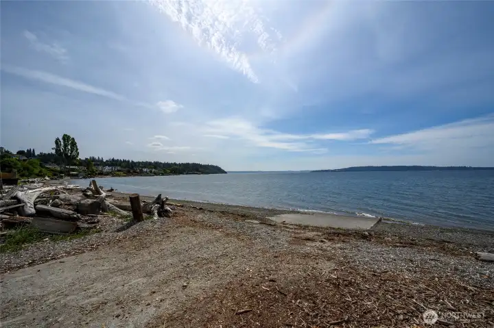 A kayak launch, beach comb, sit on some drift wood, and watch the ships pass by to Tacoma or out to sea.