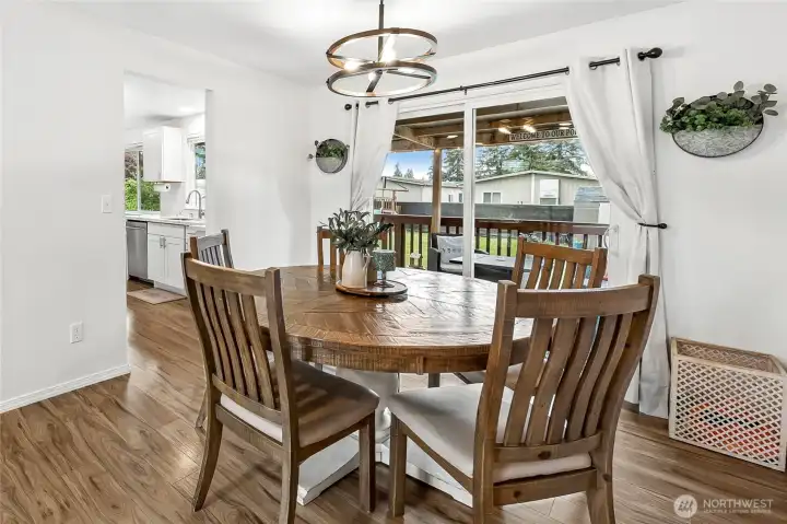Dining room with slider to patio Dining room with slider to patio