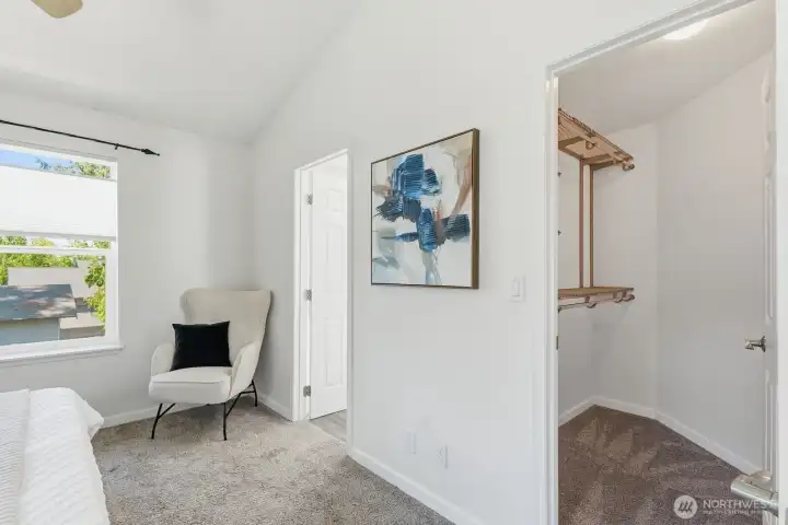 A walk-in closet gives you space to store all your favorite pieces.