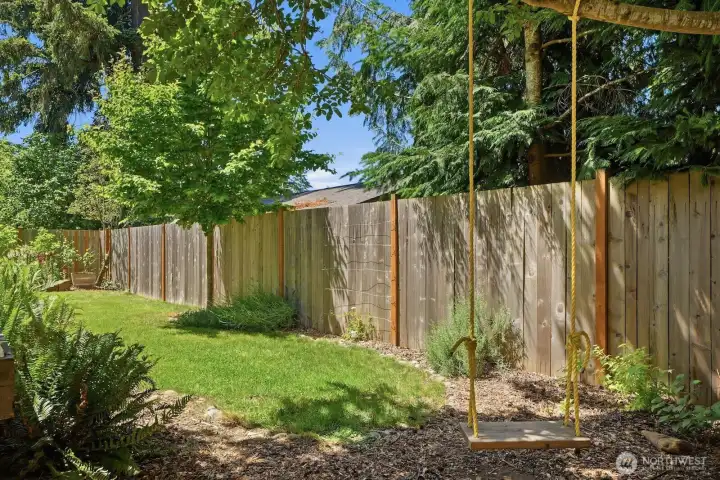 Plenty of space in the yard for gardens, yard games, and enjoying the great outdoors.
