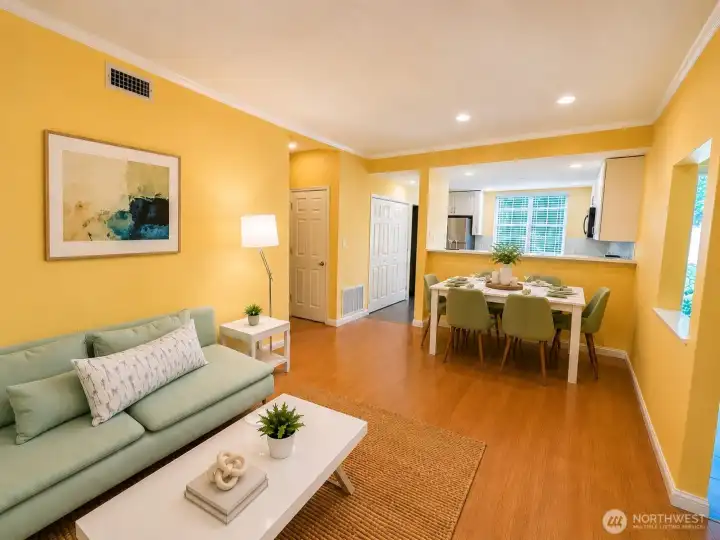 Open-Concept Living Room Flowing to Kitchen Open-Concept Living Room Flowing to Kitchen