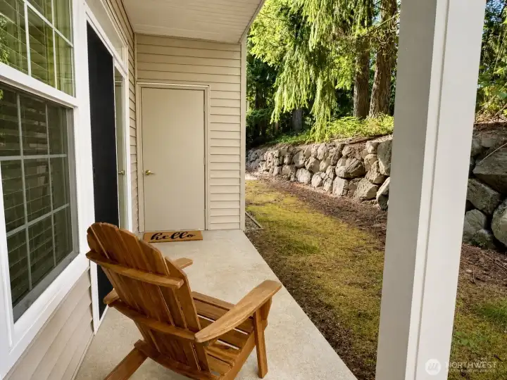 Private Covered Patio with Peaceful Outdoor Setting Private Covered Patio with Peaceful Outdoor Setting