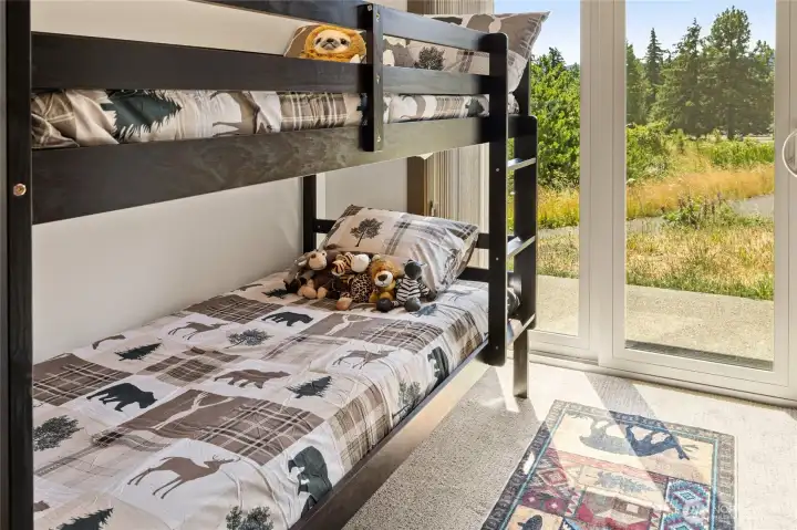 Lower level bunk room or bonus space.